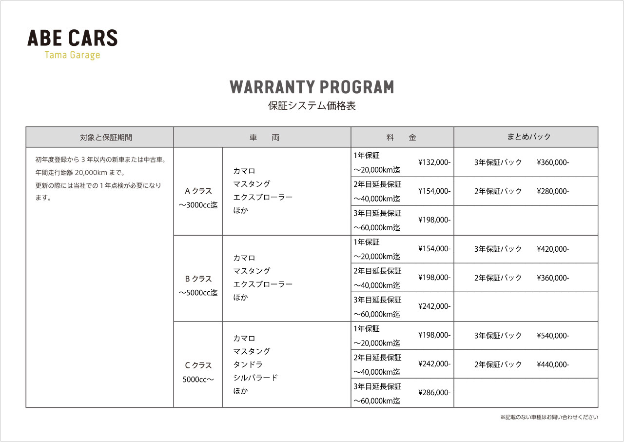 保証システム価格表